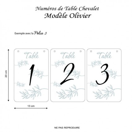 Numéro de table chevalet - Modèle Olivier