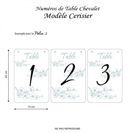 Numéro de table chevalet - Modèle Cerisier