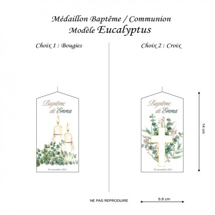 Bougie Baptême / Communion Modèle Eucalyptus