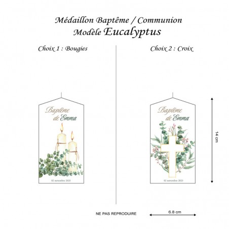 Bougie Baptême / Communion Modèle Eucalyptus