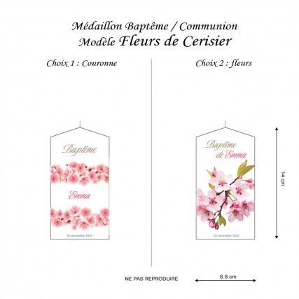 Bougie Baptême / Communion Modèle Fleurs de cerisier