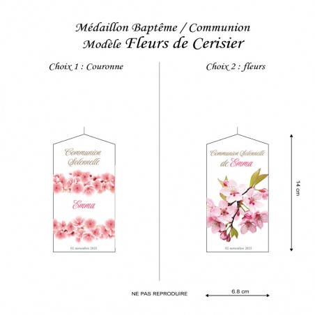 Bougie Baptême / Communion Modèle Fleurs de cerisier