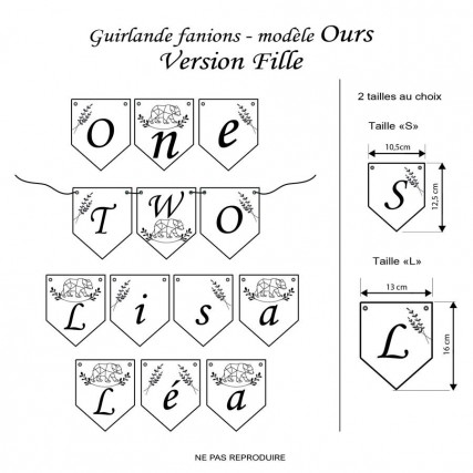 Guirlande fanions Anniversaire - modèle "Ours"