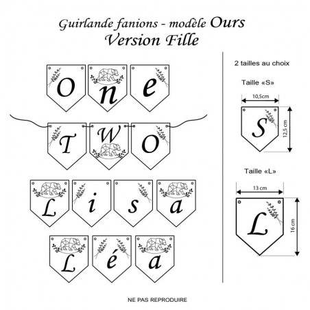 Guirlande fanions Anniversaire - modèle "Ours"