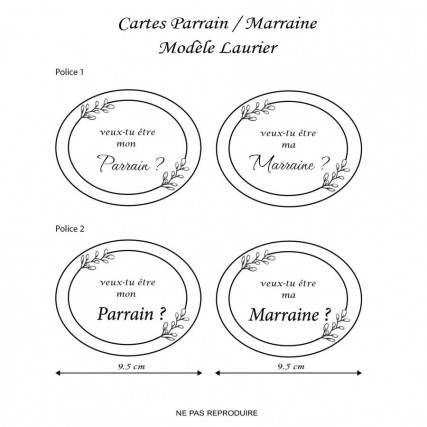 Cartes Parrain / Marraine - modèle Laurier