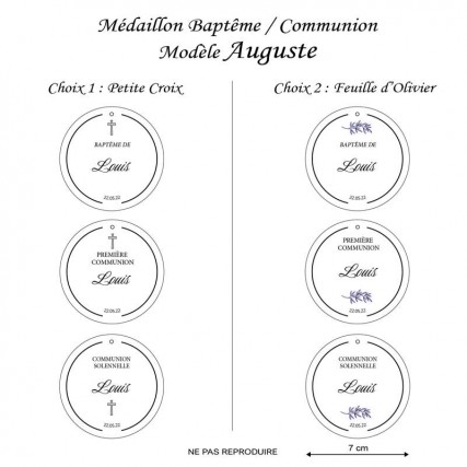 Médaillon Baptême / Communion Modèle Auguste