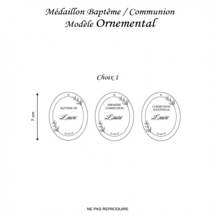 Médaillon Baptême / Communion Modèle Ornemental