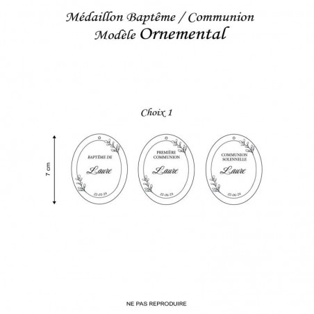 Médaillon Baptême / Communion Modèle Ornemental