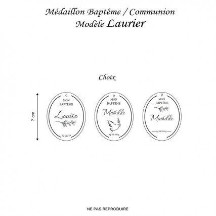 Médaillon Baptême / Communion Modèle Laurier